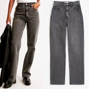 Abercrombie 90s Straight Leg Ultra High Rise Curve Love Jeans Black Gray 31/14 R
